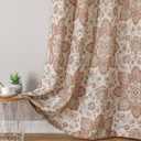 Central Park Floral Vintage Medallion Print Curtain Panel Linen Blended Botanical Print Window Drapery with Grommet Top for Bedroom, Living Room, Gold/Red, 54"x84"x2