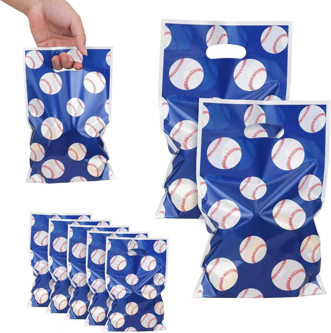 XIHIRCD 50pcs Baseball Gift Bags, Baseball Themed Party Bags Full of Baseballs Style Sport Party Favor Bags for Festival Birthday Presents Packing Candy Snack Goodie Goody Supplies