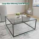 Glass Coffee Tables for Living Room Square Modern Center Table for Small Space,Tempered Glass-top with Sturdy Metal Frame Sofa Side End Table, Easy Assembly,26.4 x 26.4 x 15.7 Inches, Gray Black, Square-26.4in