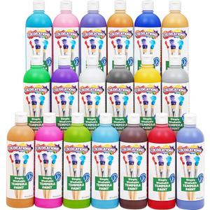 Colorations Paraben-Free Washable Tempera Paint Set, 19 Colors, Non-Toxic, Vibrant, Kids' Art Supplies