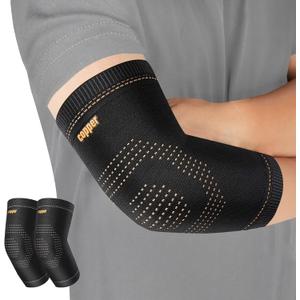 Copper Elbow Sleeve,Elbow Compression Sleeve, Elbow Brace For Tendonitis and Tennis Elbow,Golfers, Arthritis, Bursitis. Elbow Pain Relief,Weightlifting, Fit for Men & Women (Large, Black)
