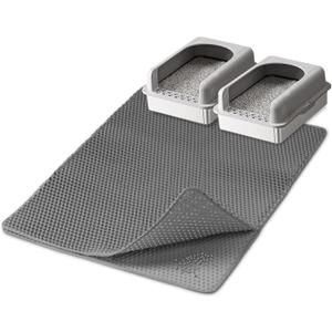 Roaringkitty Cat Litter Mat with Dual EVA Layer Design  Soft, Easy to Clean, Waterproof,Durable, and Non-Slip  Perfect for Cats(Gray, Extra Large 35.4x27.5inch)