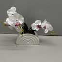 White Artificial Silk Phalaenopsis Orchid Fake Flowers Rainbow Pot Desk Decor
