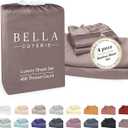 Bella Coterie Luxury Bamboo Viscose Queen Size Sheet Set | 100% Organically Grown | Ultra Soft | Cooling for Hot Sleepers | 18" Deep Pocket [Mocha]