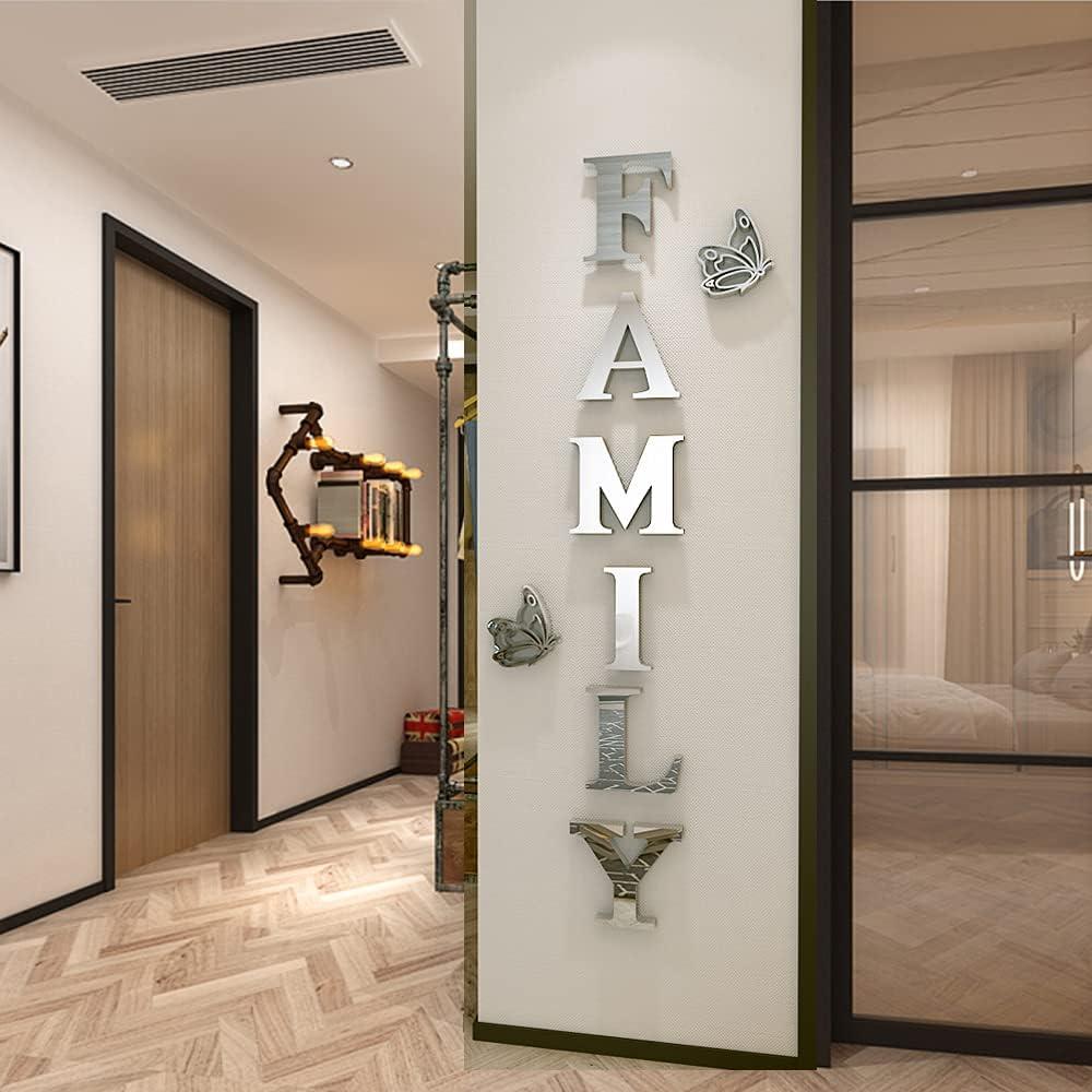 Family Wall Decor Letter Signs Acrylic Mirror Wall Stickers Decorations for Living Room Bedroom Home Decor Wall Decals (Silver, 61 X 23) Family Wall Decor Letter Signs Acrylic Mirror Wall Stickers Decorations for Living Room Bedroom Home Decor Wall Decals (Silver, 61 X 23)