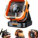 Solar Camping Fan with Light-10000mAh Rechargeable Portable, 6 Speeds, Digital Display, Timer, 120 Oscillation, Cordless Battery Powered Fan for Home Outdoor Tent Travel BBQ Fishing (Orange)