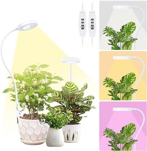 Aopeids Clip on Grow Lights for Indoor Plants, 96 LEDs Full Spectrum Plant Light with Auto On/Off Timer (4/8/12H), 3 Light Modes, 10-Level Dimmable for Succulents, Small Plants (White, 2 Pack)