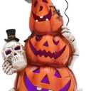 Hodao Halloween Pumpkin Decorations with Light Handmade Pumpkin Ornaments for Halloween Decor Fall Thanksgiving Tabletop Decorations Indoor Outdoor Porch Decor, Orange