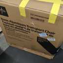 Medline Lightweight Foldable Transport Wheelchair with Handbrakes and 12-Inch Wheels, Blue Frame, Black Upholstery