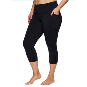 Activewear Plus Size Legging for Women in Capri Length High Waist Squat Proof Running Yoga Pants with Pockets, Size XL