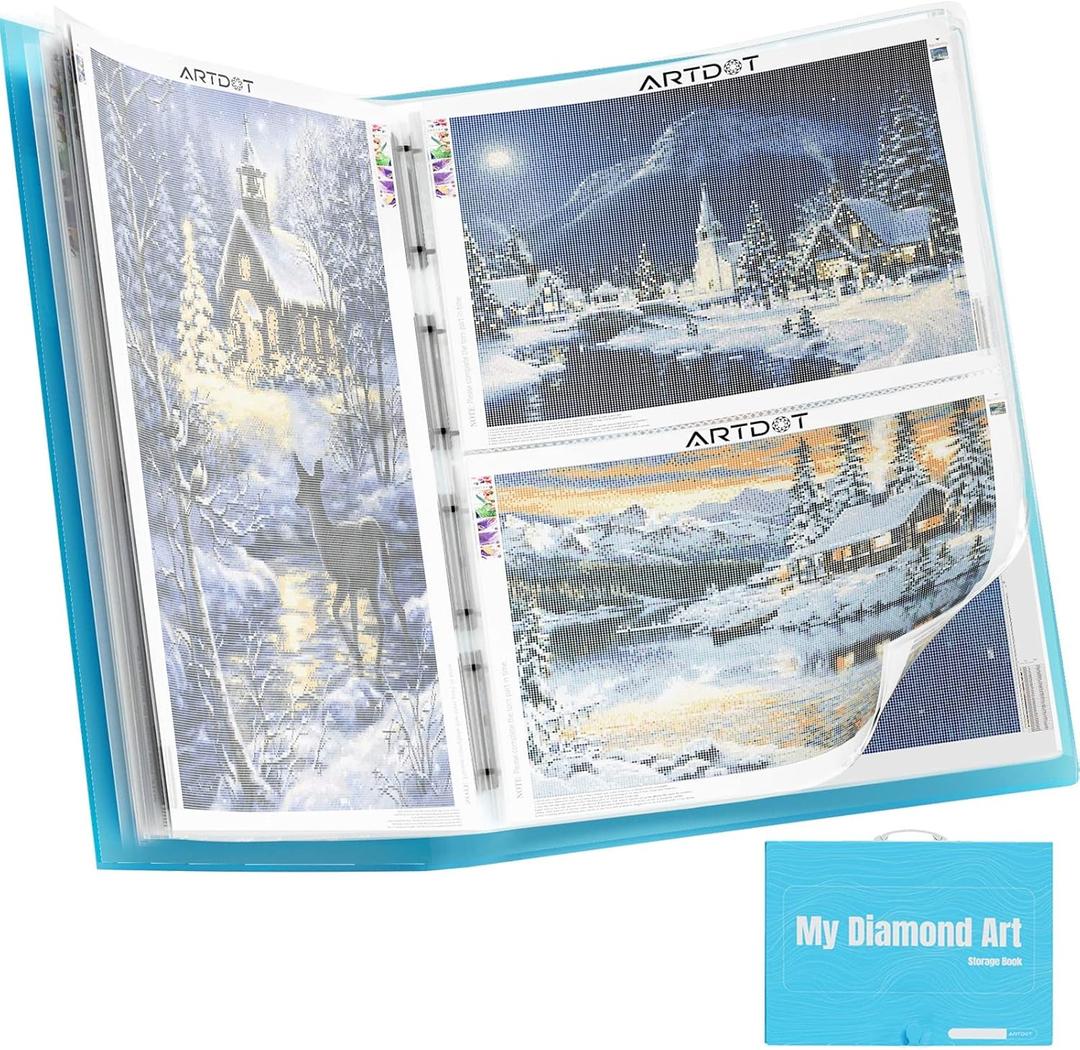 ARTDOT A1 Storage Book for Diamond Painting Kits, Diamond Art Portfolio Folder for Diamond Painting Accessories with 13 Pockets, 26 Views Protectors (34x25.4inches)