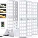 LED Closet Light with Charging Station, 6 Pcs 3 Color Temperatures 30LEDs Dimmer Rechargeable Motion Sensor Under Cabinet Lighting, Stick-on Night Light for Kitchen