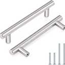 Probrico 5 Pack|4 Inch Hole Centers T Bar Cabinet Handles Drawer Pulls,Satin Nickel Cabinet Pulls Stainless Steel, Kitchen Cabinet Hardware for Cupboard Wardrobe Drawer Closet Nightstand
