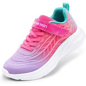 DREAM PAIRS Girls Shoes Kids Tennis Sparkle Ease Running Athletic Lightweight Sneakers for Little/Big Kids Toddler (Purple/Hot Pink), Size US 4