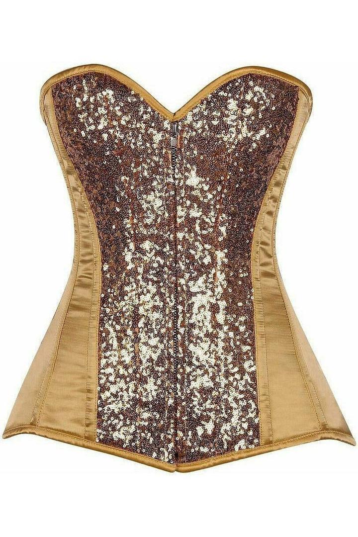Top Drawer Gold Sequin Steel Boned Corset Large