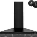 FIREGAS Black Range Hood 36 inch with Ducted Convertible Ductless, Kitchen Wall Mount Chimney-Style Over Stove Vent, 3 Speed Exhaust Fan, LED Lights