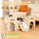 HIIMALEX Extra Large Wooden Bunny Castle House Multistory Climbing Tower Hideout Ventilated Sturdy Habitat for Rabbit Guinea Pig Chinchilla Ferret