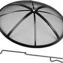 Fire Pit Spark Screen, 30 Inch Diameter Fire Pit Screen with Handle & Poker,Heavy Duty Metal Mesh Fire Pit Screen,Fire Pit Lid for Outdoor/Beach/RV Camping/Backyard (Black)