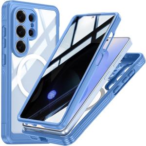Magnetic Privacy Case for Samsung Galaxy S26 Ultra,Compatible with Magsafe,Anti Peeping Screen Protector Anti SPY Cover,Double-Sided 360 Degree Full Cover S 26 Ultra Phone Case,Blue