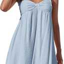 Narecte Casual Summer Dresses for Women 2025 Flowy Sun Dress Mini Slip Dress Cute Spaghetti Strap Dress light blue XS
