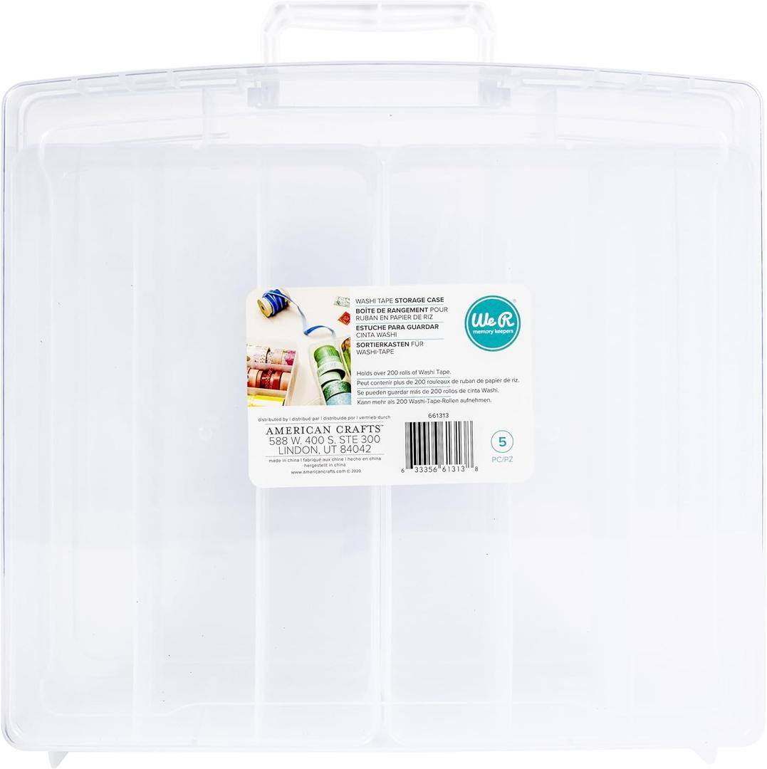 We R Memory Keepers Clear Washi Storage Bin, Clear Storage Box, Washi Tape Storage Organizer, Use for Scrapbooking, Card-Making, & Paper Crafting