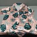 VENTELAN Womens Silk Satin Pajama Sets Short Sleeve Button Down Top and Long Pants 2 Piece Pjs Set Soft Sleepwear Size XL