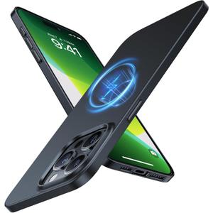 TORRAS Magnetic SlimFit for iPhone 15 Pro Max Phone Case, UltraThin 15 ProMax Case Compatible with MagSafe, Matte Hard PC Cover Protective AntiFingerprint AntiScratch 2023, Black