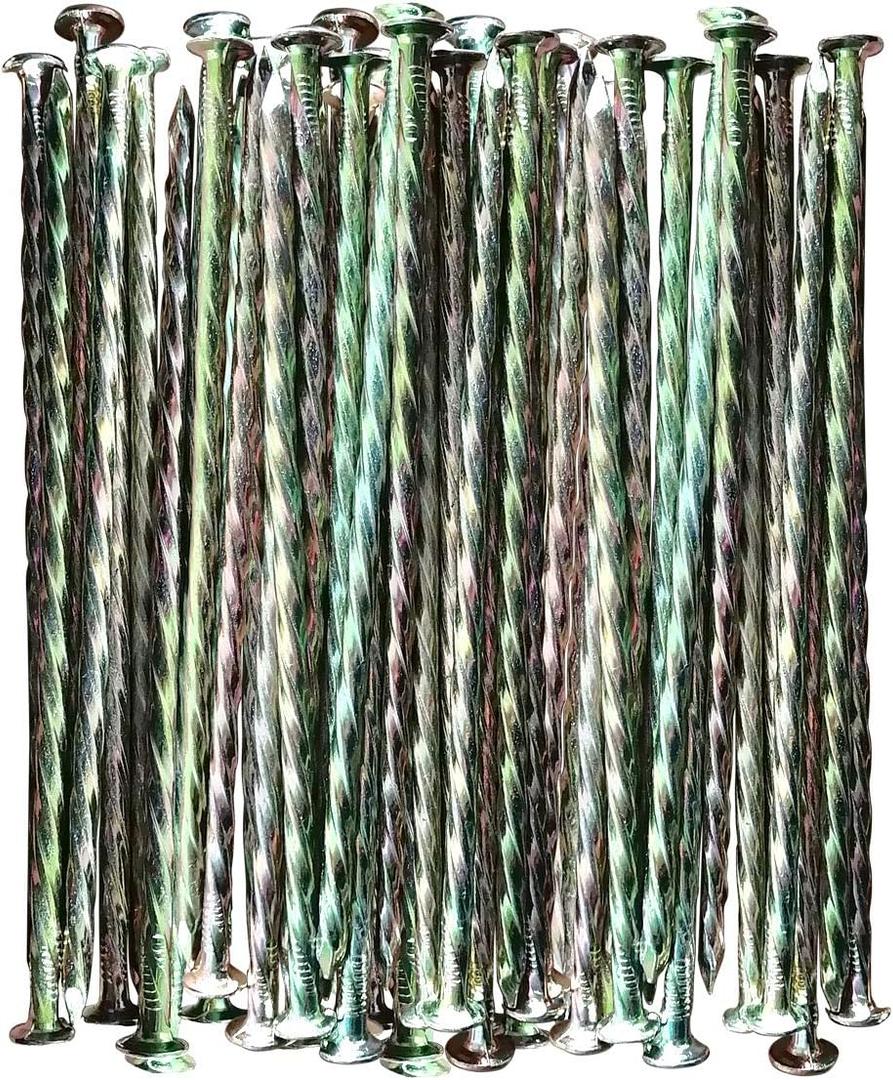 Artificial Turf Stakes Galvanized Metal Spiral Landscape Spikes for Fake Landscaping Grass, 35 Count, Outdoor, Heavy-Duty, Rust Resistant Security, 6-Inch Long, Anchoring Spikes