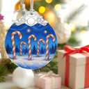 Starry Night Stained Glass Ornament, Christmas Ornaments  Christmas Tree Ornament, Holiday Decor, Xmas Stocking Stuffers, Gift Idea, Gifts for Art Lover, Coworker, Friend, and Family - Candy Canes