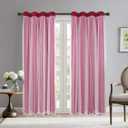 BONZER Dual Layers Grommet Top Mix and Match Blackout Curtains with White Sheer Voile for Living Room, Red, 52x84 Inch, Set of 2 Panels