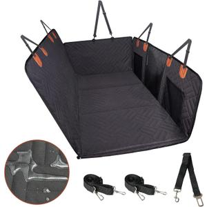 GAYISIC Back Seat Pet Cover, Dog Car Seat Cover Hard Bottom Holds 400lbs, Heavy Duty Scratch Proof Nonslip Durable Back Seat Covers for Cars Trucks and SUVs (Black)