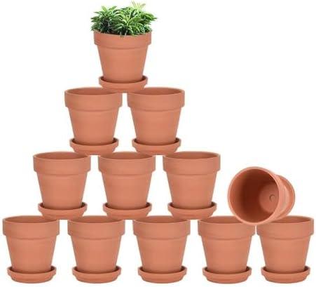 vensovo 3 inch Terracotta Clay Pots for Plants with Saucer - 9 Pack Small Terra Cotta Planter Great for Garden Windowsill Indoor & Outdoor Wedding Favors Gifts