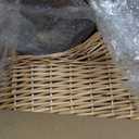 Wicker Baby Carriage Wicker Stroller for Baby Shower Vintage Woven Rattan Flower Basket Decorative Cart Storage with Handle for Floral Arrangement Wedding Photo Props(Wood Color,20 in)
