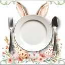 Cork Placemat Set of 4 - Cork-Back Heat Resistant Place Mats, 16"x12" Spring Bunny Eggs Table Mats for Easter Farmhouse Holiday Dining Party Decoration