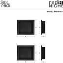 Tile Redi USA RND1614S-14 Niche Double Recessed Shower Shelf, Two Shelves, 28" H X 16" W, Black