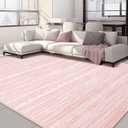 Pink Rugs for Bedroom Girls: 5x8 Washable Boho Large Neutral Area Rug Cute Soft Modern Indoor Floor Non Slip Accent Carpet for Living Room Nursery Kids Playroom Dorm Preppy Baby Room Decor