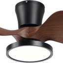 ocioc Quiet Ceiling Fan with LED Light 22 inch Large Air Volume Remote Control for Kitchen Bedroom Dining Room Patio (Walnut)