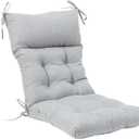 QILLOWAY Outdoor Rocking Chair Cushions Set of 2, 100% Polyester Waterproof Patio Rocking Chair Cushion, High Back Weatherproof Chair Pad for Adirondack & Outdoor Furniture, Gray,White