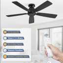 Fanbulous 46 Inch Flush Mount Ceiling Fan No Light with Remote, Black Modern Low Profile Ceiling Fan Without Light,6-Speeds, Quiet Reversible DC Motor, Indoor&Outdoor Ceiling Fans for Bedroom, Living Room