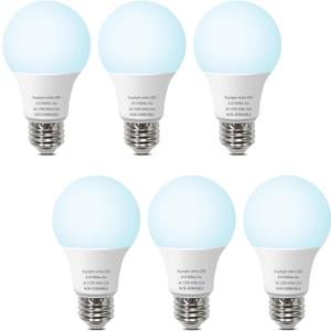 A19 LED Light Bulbs 60W Equivalent, 5000K Daylight White 120V 9W 800 Lumens E26 Base bulb Not-Dimmable, A19 Led Energy Efficient Light bulb suitable for Home Office Bedroom Living Room, 6 Packs