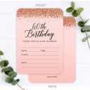 Andaz Press Blush Pink And Rose Gold Glitter Elegant Party, 5X7-Inch Invitations With Envelopes, 60th Birthday, 24-Pack, Double Sided Printing, Birthday Invitations For Women 60th Birthday Invitations