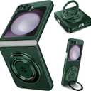 Magnetic Case for Samsung Galaxy Z Flip 6, [Compatible with MagSafe] Military Grade Shockproof Slim fit Samsung Z Flip 6 Phone Case with Magnetic Ring Kickstand, Green