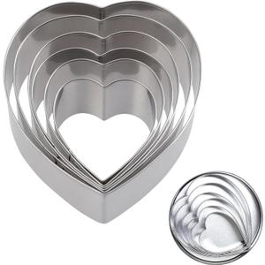 3 x Fumwase 6 Pieces Heart Cookie Cutter Set 3 Inch 2 Inch Heart Shaped Cake Cutter Stainless Steel DIY Biscuit Molds for Baking