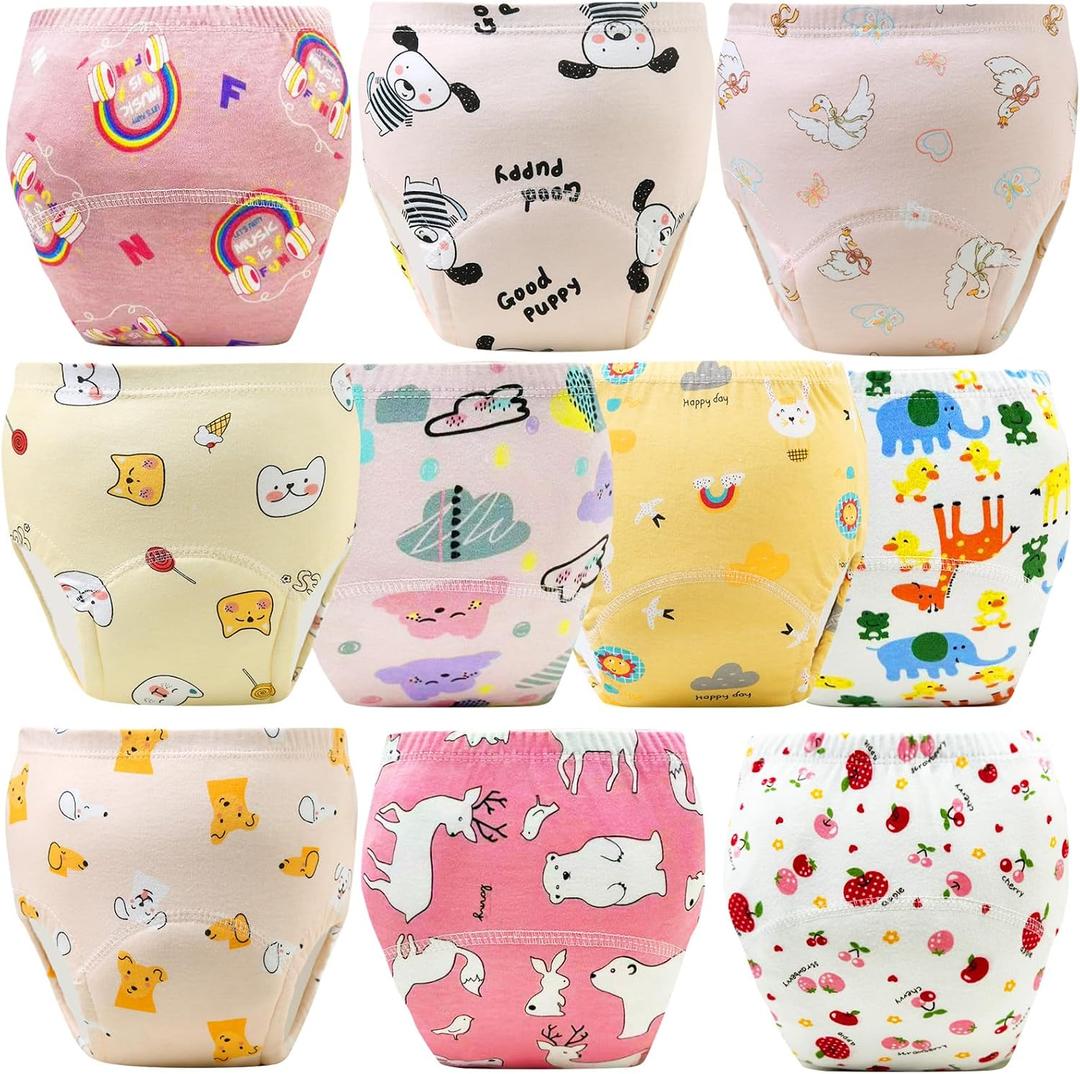Upairy Training Pants for Boys Girls,Toddler Potty Training Underwear,Leakproof Reusable Kid Confident Panties,Children's Potty Underwear 100% Cotton for 2T-6T(10PCS,L)