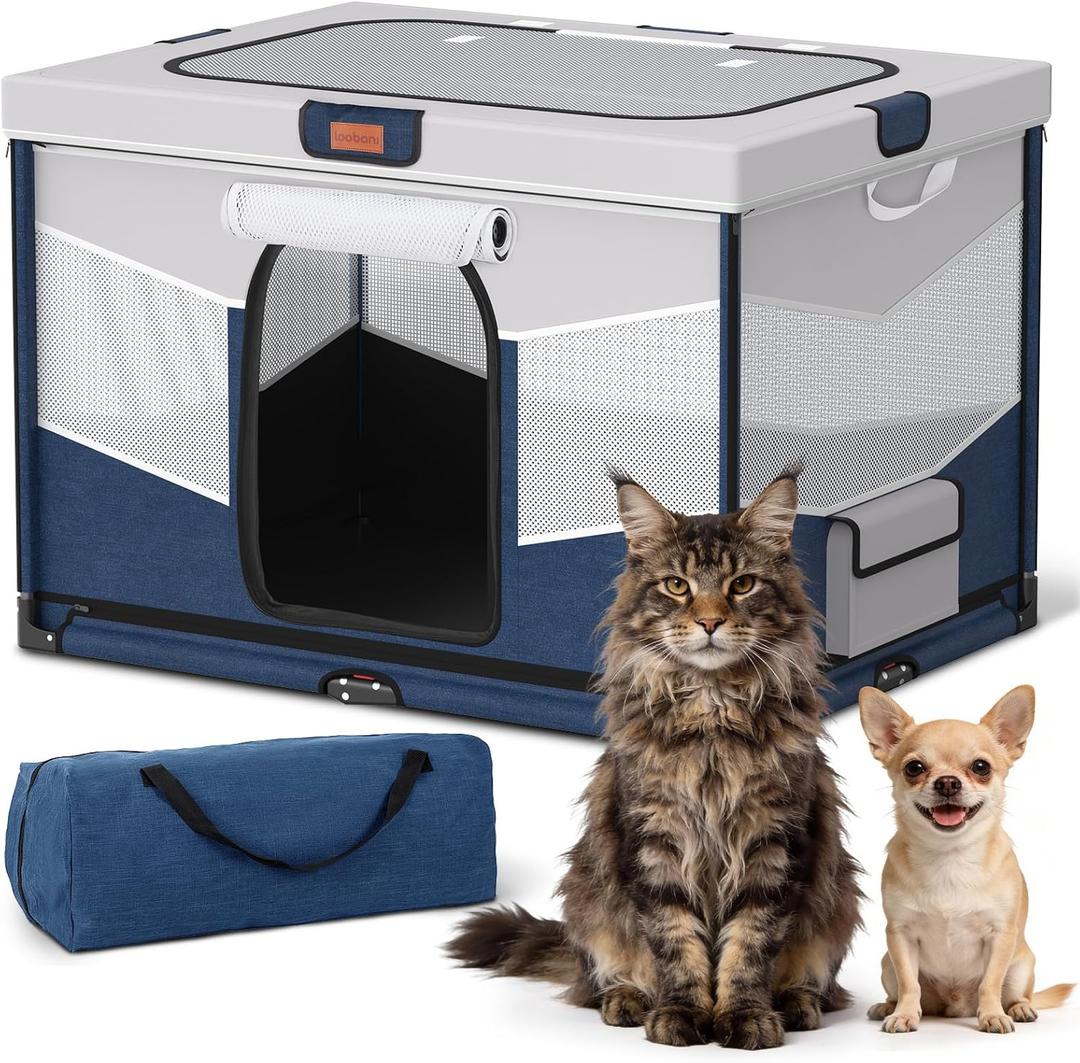 LOOBANI Foldable Dog Playpen for Small DogsSturdy Puppy Playpen Indoor Outdoor with Full-Zip Washable Fabric Enclosure, 690D Waterproof Oxford Fabric, Portable Pet Crate with Carry Bag,32''x24''x22''