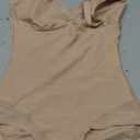 Womens Shapewear Deep V Neck Bodysuit Tummy Control Slimming Faja Body Shaper Mesh Sheer Outing Outfits (Medium, Tan)