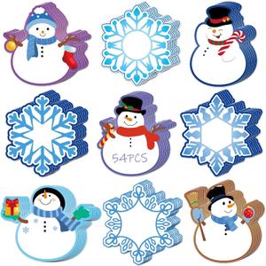54 Pcs Christmas Winter Cutouts Double Printed Winter Snowflake Snowman Paper Decor for Christmas Winter Bulletin Board Classroom Decorations(Snow 54