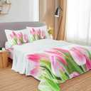 Tulip Full Sheets Set - 4 Pc Minimalism Botanical Aesthetic Bedding, Extra Soft Cooling Bed Sheets Wrinkle Fade Stain Resistant Fabric