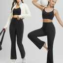 baleaf Womens Flare Leggings with Zipper Pockets Drawstring Flared Yoga Pants Bell Bottom Leggings Tummy Control (S)