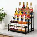Coffee Syrup Rack Organizer - Metal Bottle Holder for 12 Bottles  Rustic Countertop Display Shelf for Coffee Bar, Kitchen Cabinet, Pantry Storage for Syrups, Liquor, Spice, Tea & Wine (3-Tier)